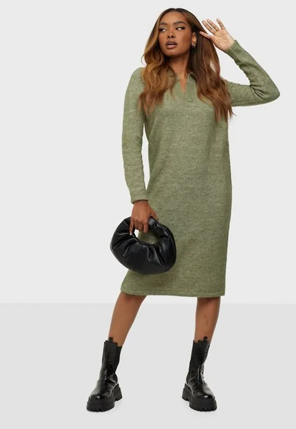Pieces Pcflavia Ls Polo Wool Knit Dress Bc Stickade klänningar