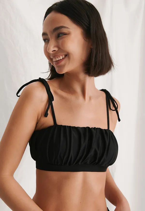 Curated Styles Återvunnen Bikinitopp Med Knytdetalj - Black