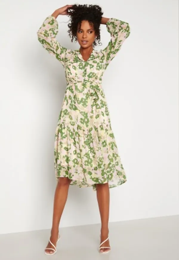 Object Collectors Item Kirsten Long Dress Artichoke Green AOP: 38