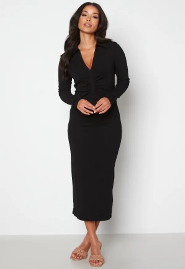 VILA Miano L/S Polo Dress Black XS