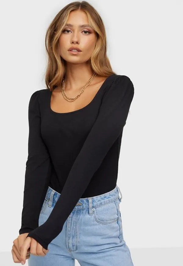 Vero Moda Vmnatasha Ls Puff Square Neck Top N Långärmade toppar Black