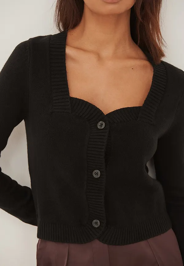 NA-KD Stickad cardigan - Black