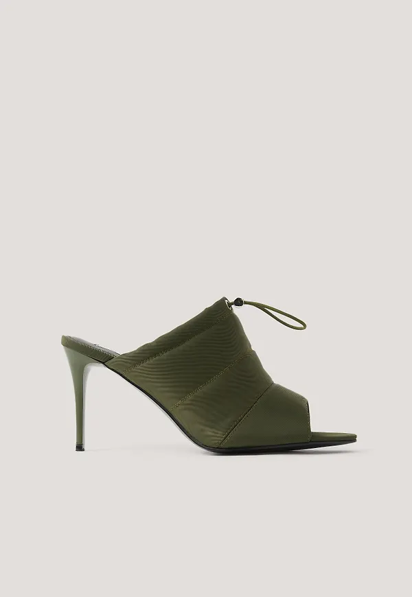 NA-KD Shoes Spetsiga Högklackade Skor Med Öppen Tå Och Dragsko - Green