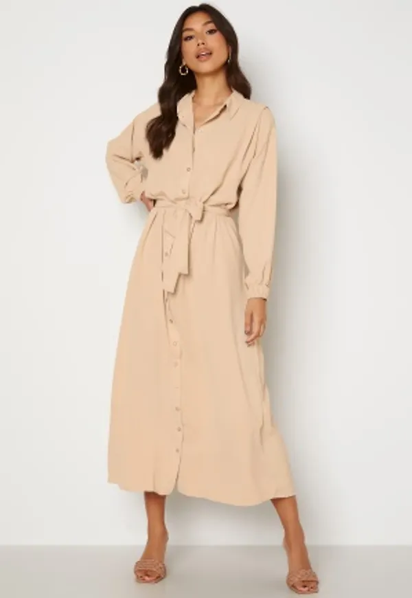 Trendyol Long Shirt Dress Beige 36/38