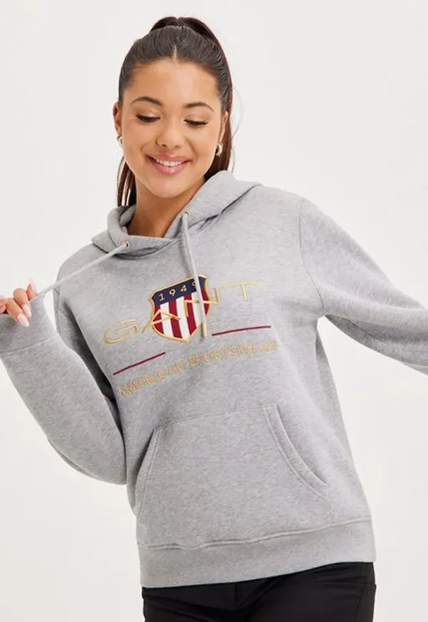 Gant Archive Shield Sweat Hoodie Hoodies Grey Melange