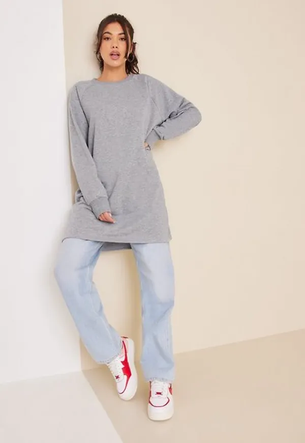 Noisy May Nmlupa L/S Sweat Dress Noos Loose fit dresses Light Grey Melange