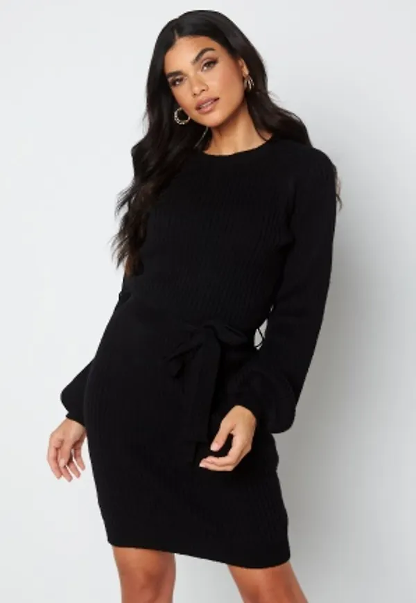 BUBBLEROOM Amira knitted short dress Black S