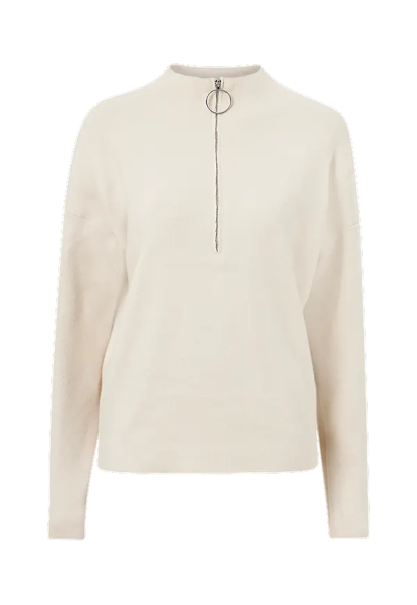 Vila - Tröja viOlivinja Zipper L/S Knit Top - Beige