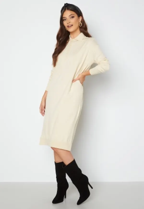 VERO MODA Saba LS Collar Below Knee Dress Birch L