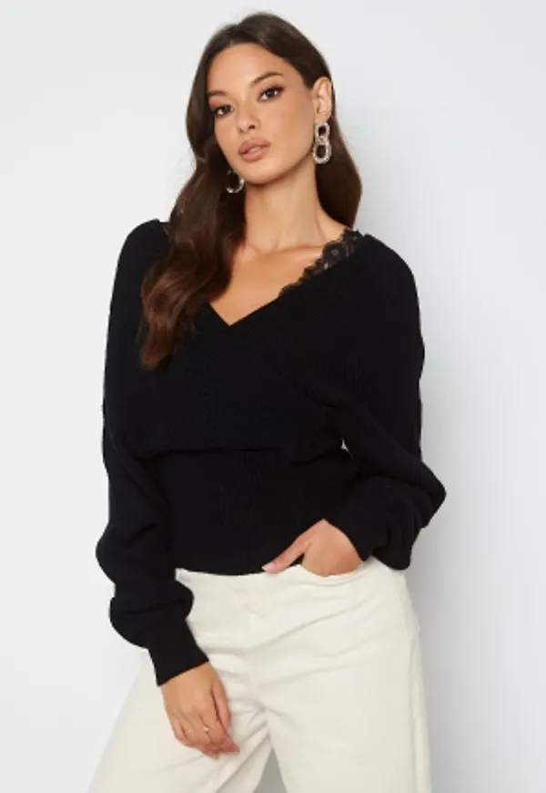 Trendyol V-Neck Lace Jumper Black S