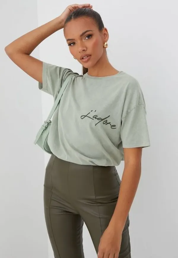 Vero Moda Vmforever Loose Embroidery T-Shirt T-shirts Olivine Washed J-Adore