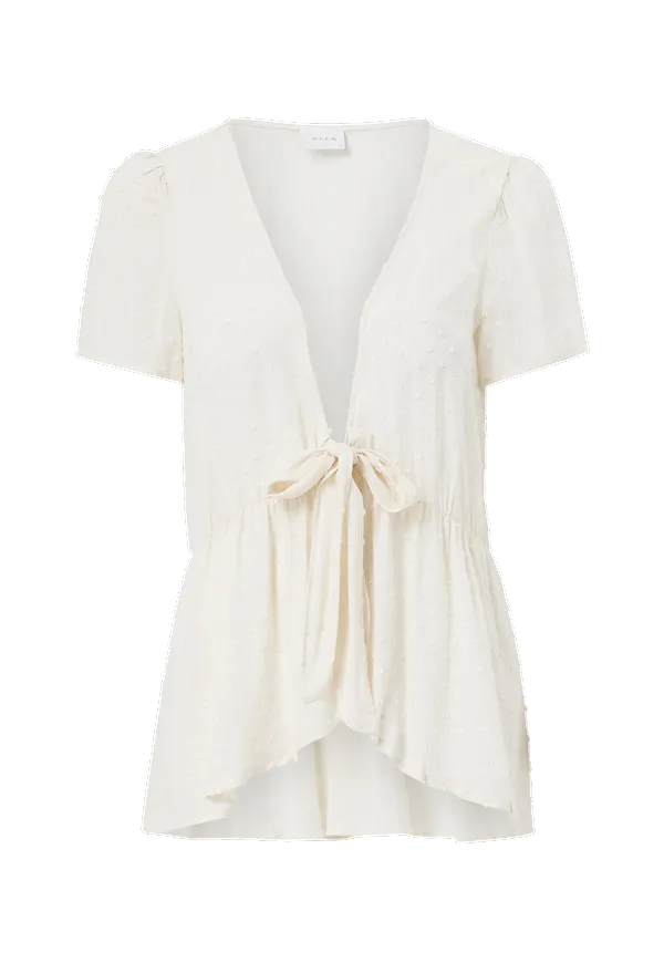 Vila - Blus viSys S/S Tie Top - Beige