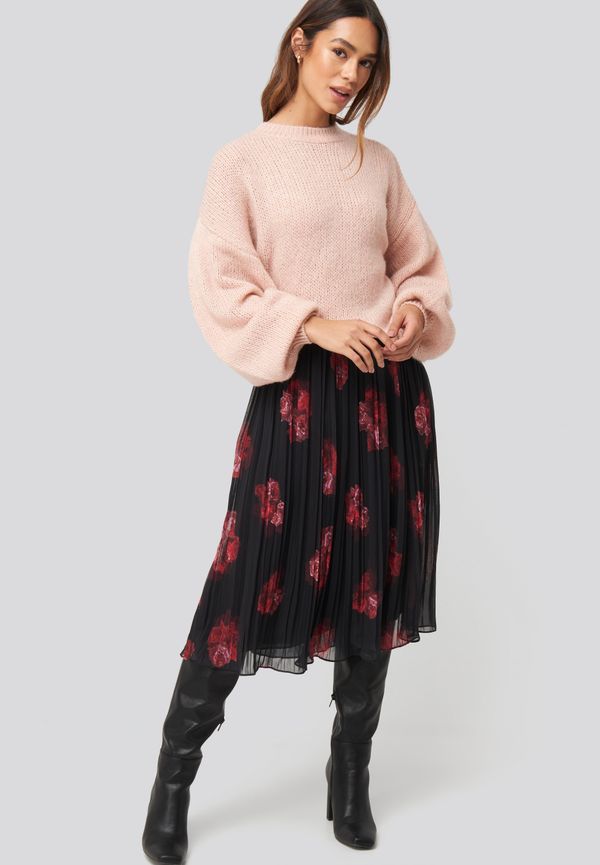 NA-KD Trend Pleated Sheer Midi Skirt - Black,Red