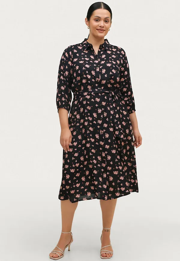 KAFFE Curve - Skjortklänning kcTelana Shirt Dress - Svart