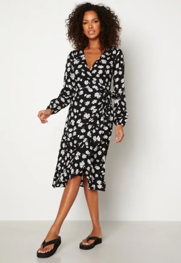 BUBBLEROOM Milia wrap dress Black / Patterned 38