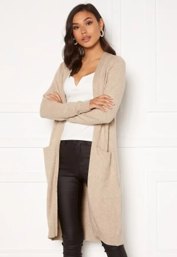 VILA Ril Long Knit Cardigan Natural Melange XS