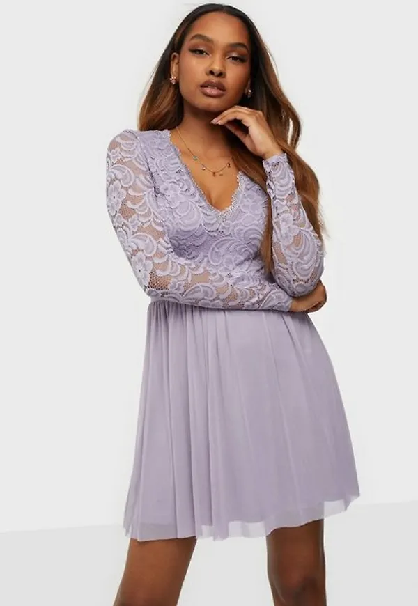 NLY Trend Scalloped Lace Mesh Dress Klänningar Lavender