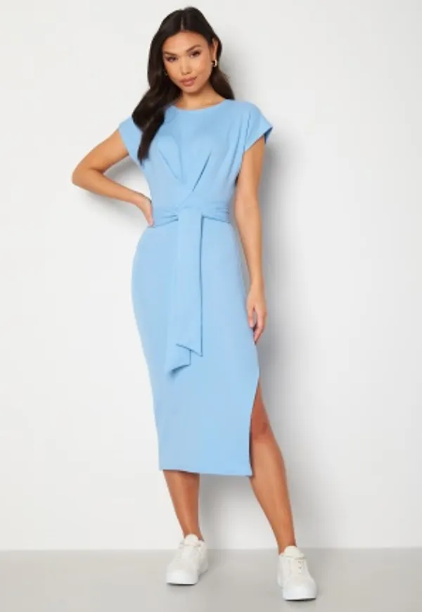BUBBLEROOM Tea soft tie dress Dusty blue XS