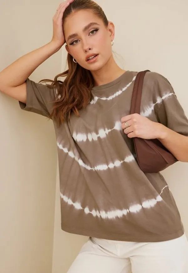 Vero Moda Vmeara Oversize Ss Top Jrs Oversized Fossil Snow White Tie-Dye