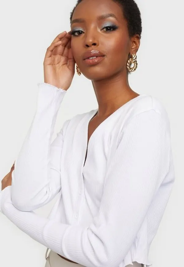 Noisy May Nmdrakey L/S Cropped Cardigan Noos Cardigans Bright White