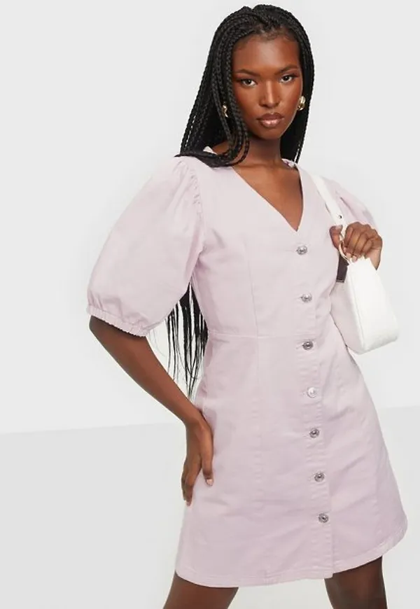 Pieces Pcgili Ss V-Neck Coloured Denim Dre Klänning Winsome Orchid