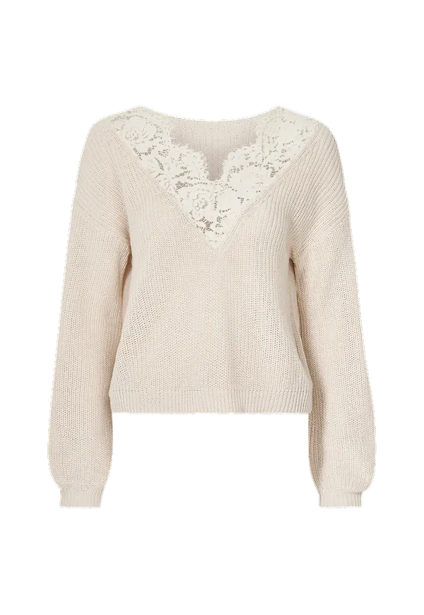 Only - Tröja onlXenia Life L/S Pullover - Beige