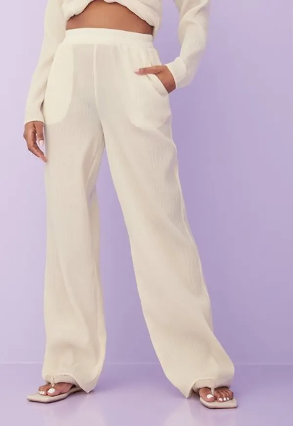 NLY Trend Loose Elastic Waist Pants Byxor Offwhite