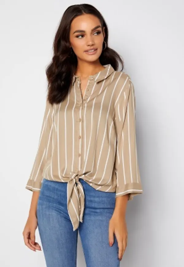 Happy Holly Juliette ss knot shirt Beige / Offwhite 44/46