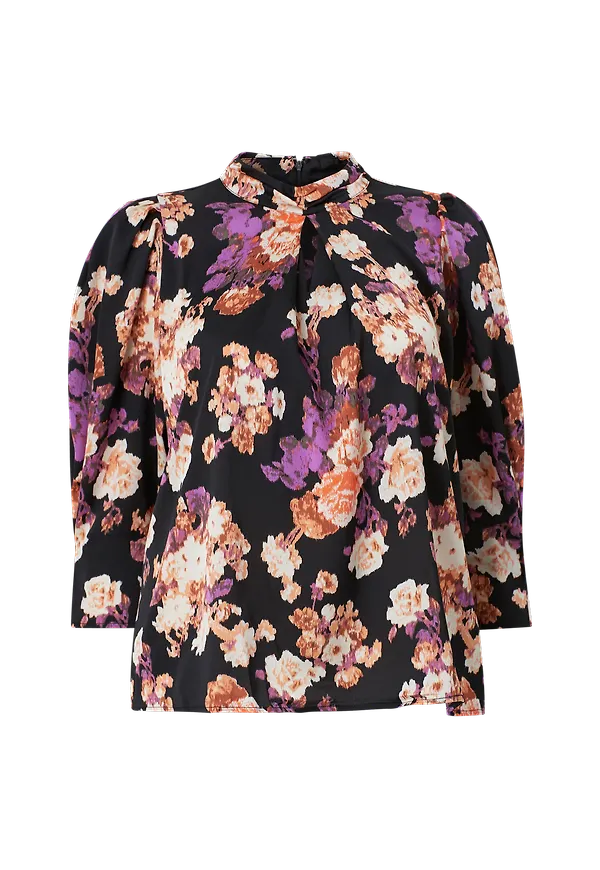 Vero Moda Curve - Blus vmBella 7/8 High Neck Top - Svart