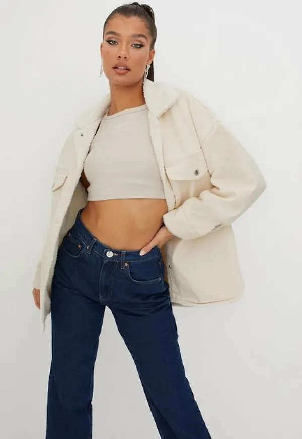 Gina Tricot Teddy Twill Overshirt Jeansjackor