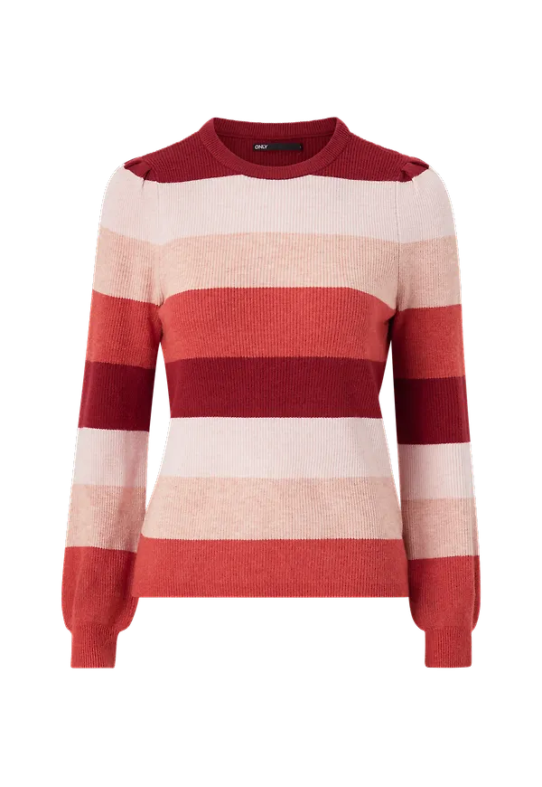 Only - Tröja onlKatia L/S Stripe Pullover Knt - Röd
