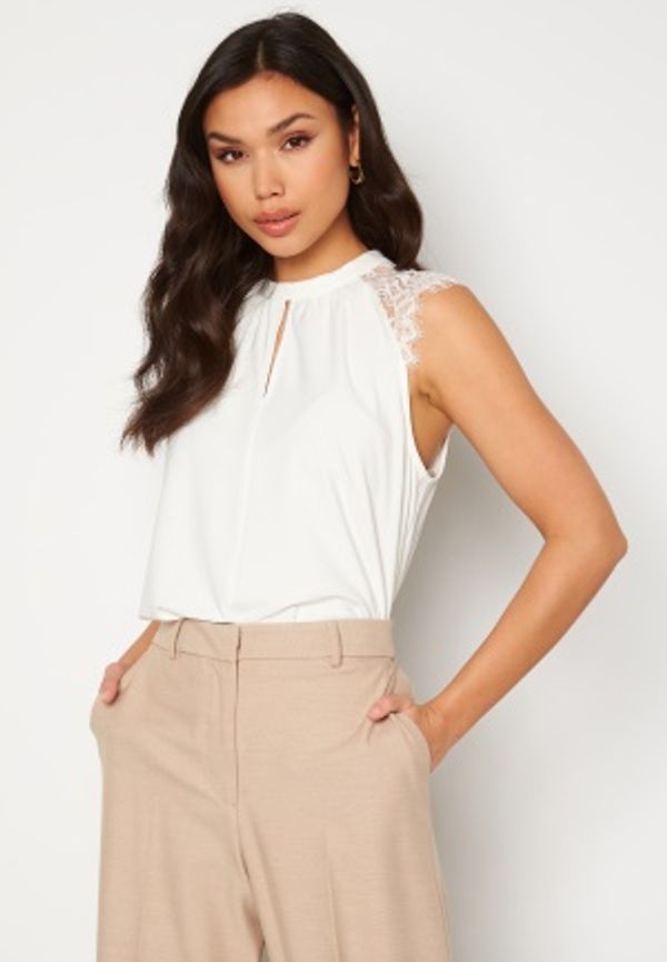 VERO MODA Milla SL Lace Tee Snow White XS