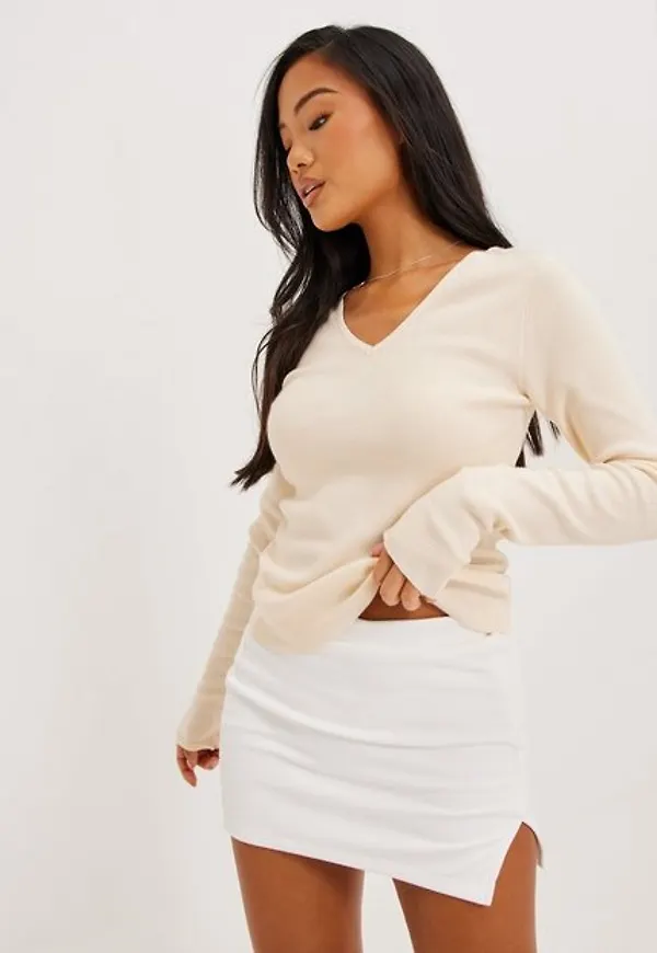 Vero Moda Vmgold Rib Ls V-Neck Blouse Ga Stickade tröjor Birch