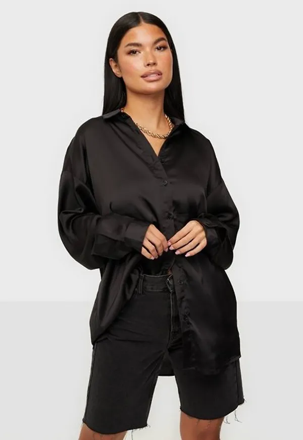 Missguided Oversized Satin Shirt Skjortor