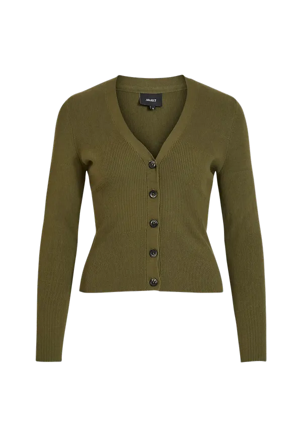Object - Cardigan objNina L/S Short - Grön