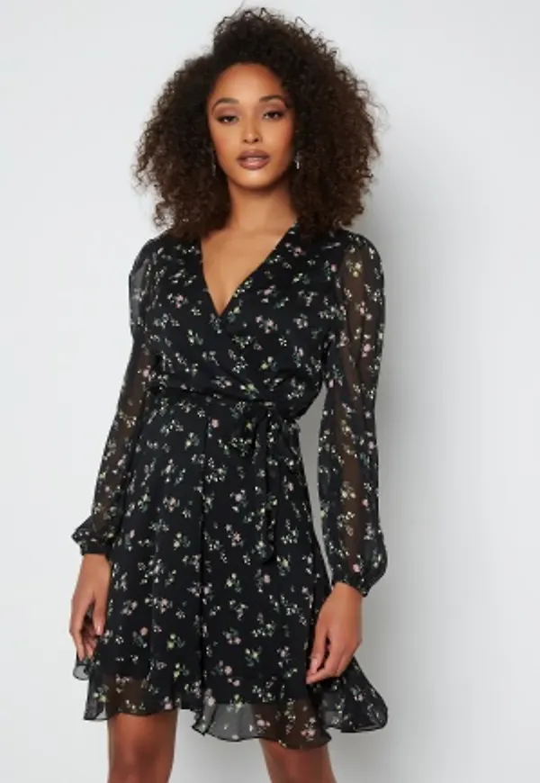BUBBLEROOM Theia wrap dress Black / Patterned 40