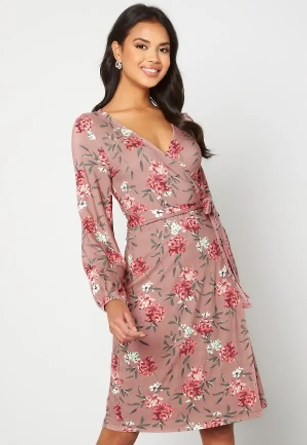 Happy Holly Amanda puff sleeve dress Pink / Floral 40/42