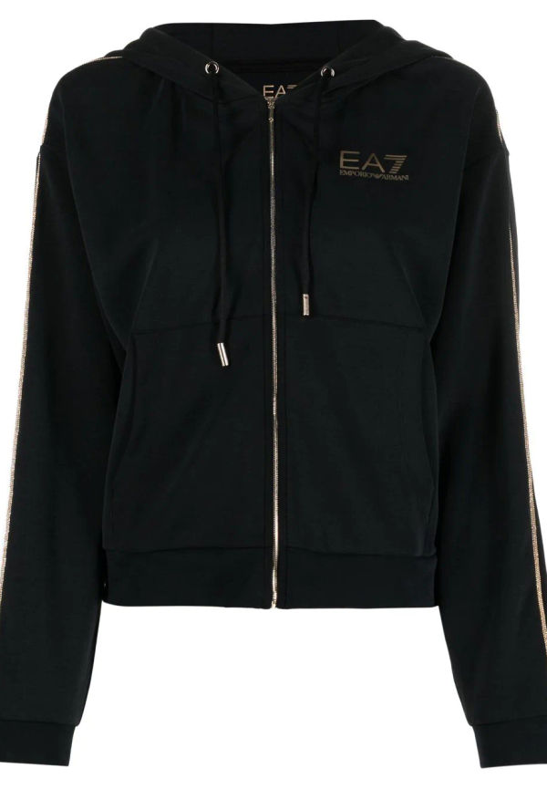 Ea7 Emporio Armani hoodie med logotyp - Svart