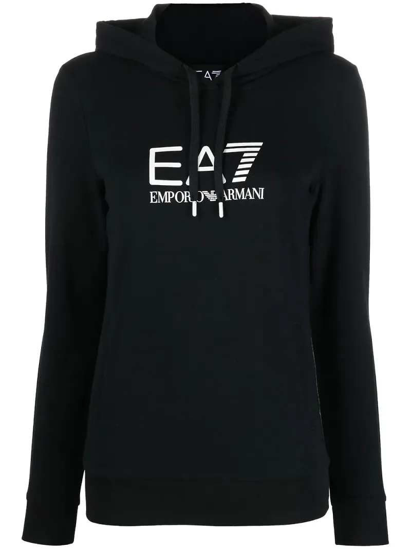 Ea7 Emporio Armani hoodie med logotyp - Svart