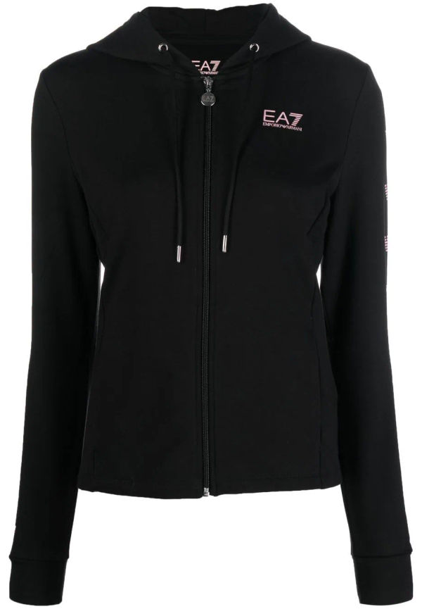 Ea7 Emporio Armani hoodie med logotyp - Svart