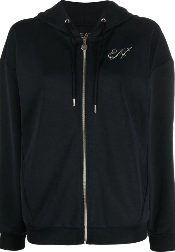 Ea7 Emporio Armani hoodie med logotyp - Svart