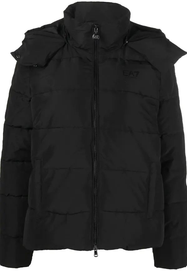 Ea7 Emporio Armani jacka med huva och logotyp - Svart