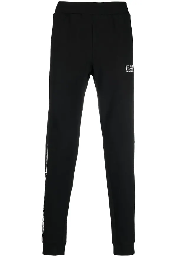 Ea7 Emporio Armani mjukisbyxor med logotyp - Svart