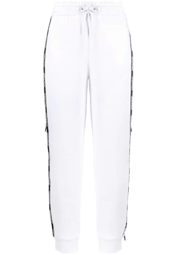Ea7 Emporio Armani mjukisbyxor med logotyprand - Vit