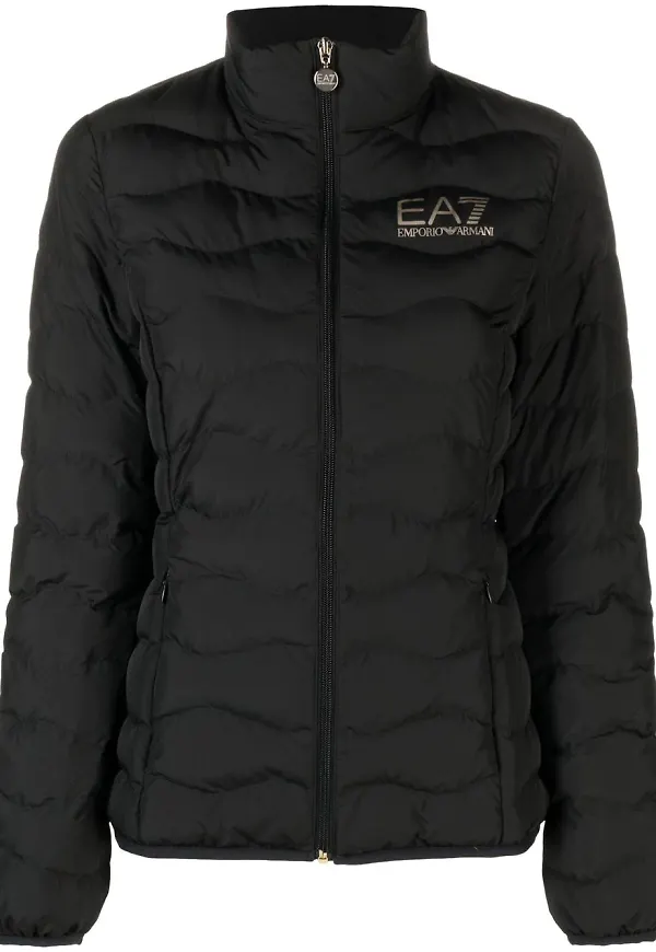 Ea7 Emporio Armani puffjacka med logotyp - Svart
