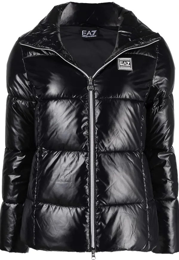 Ea7 Emporio Armani puffjacka med logotypmärke - Svart
