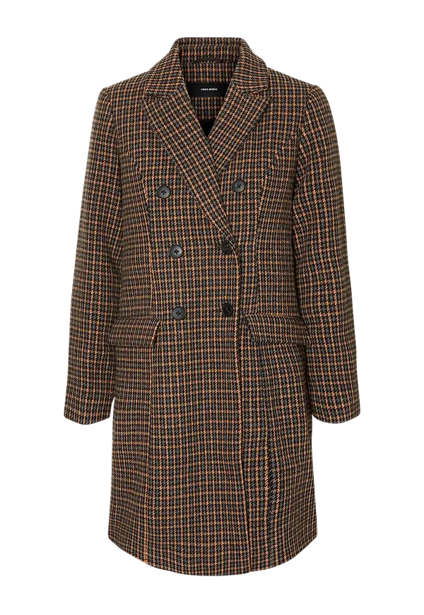 Vero Moda - Kappa vmHafia Check 3/4 Wool Jacket - Brun