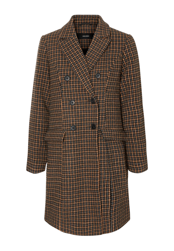 Vero Moda - Kappa vmHafia Check 3/4 Wool Jacket - Brun