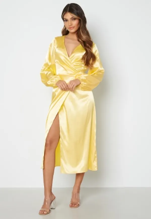 Bubbleroom Occasion Misha Satin Dress Light yellow 46