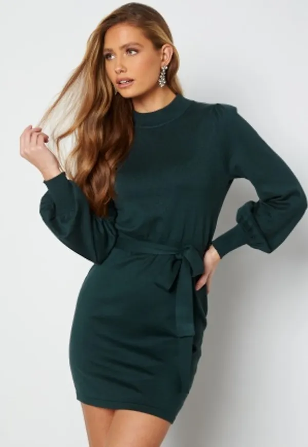 BUBBLEROOM Ina fine knitted dress Dark green M